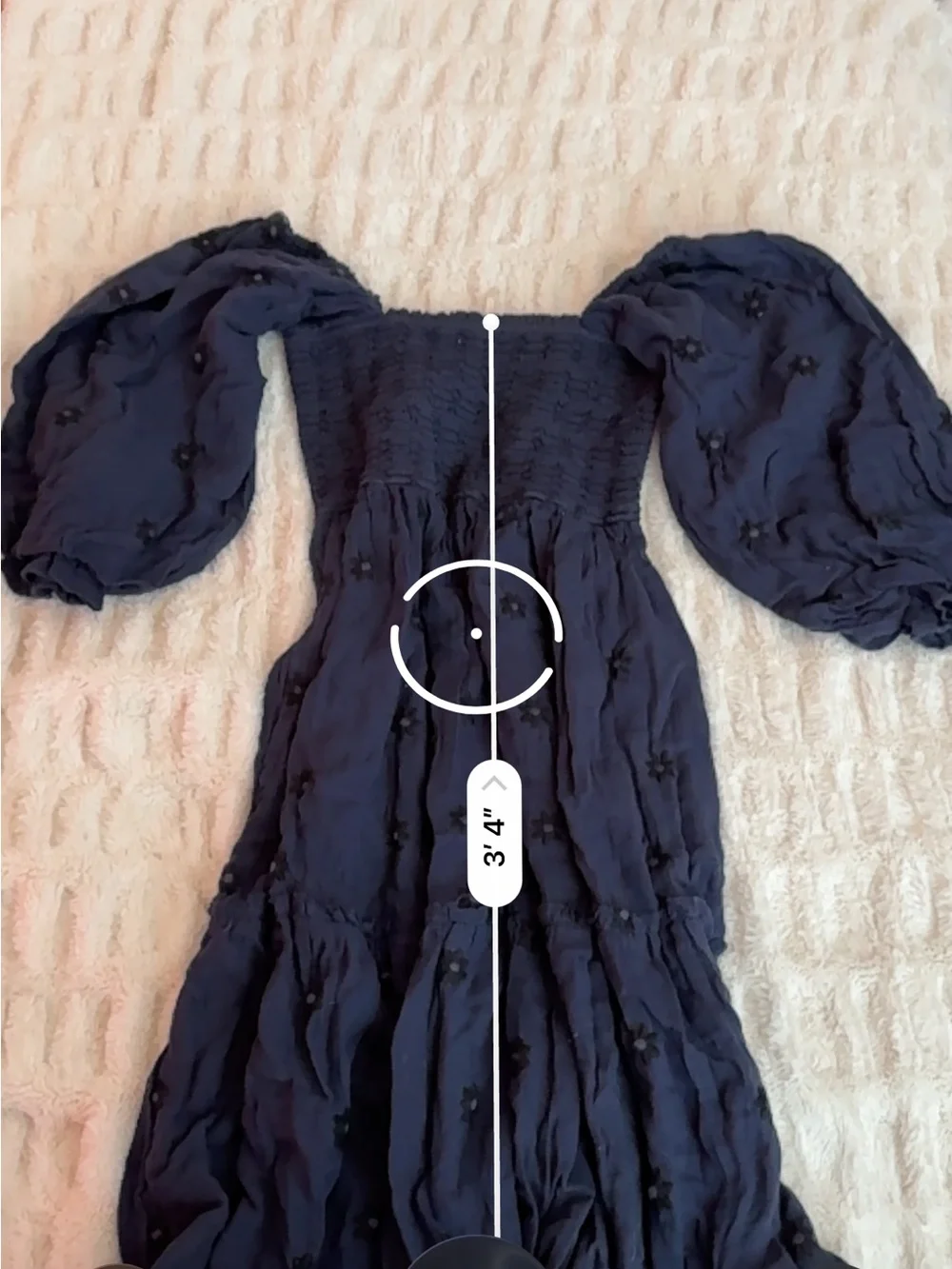 Free People Navy Smocked Bodice Maxi Dress with Puff Sleeves